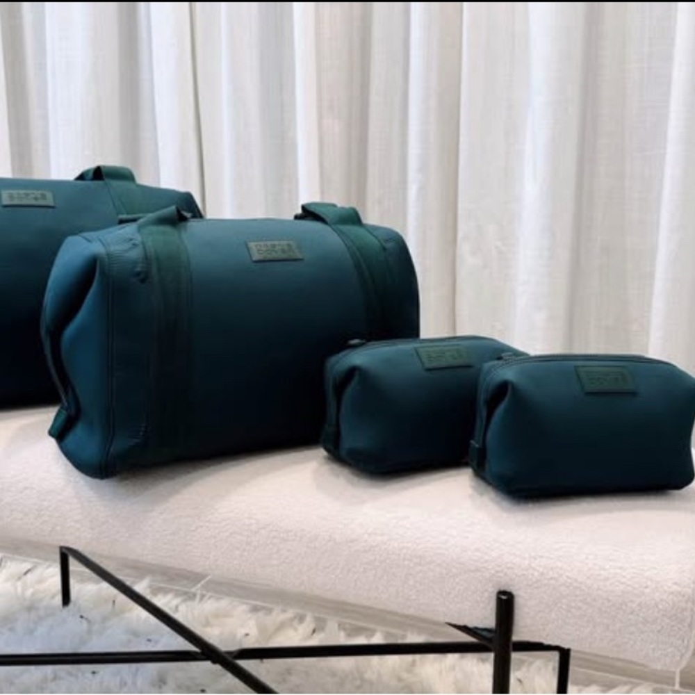 Set of Peacock Blue Green Dagne Dover Neoprene Duffels & Dop Kits (4)